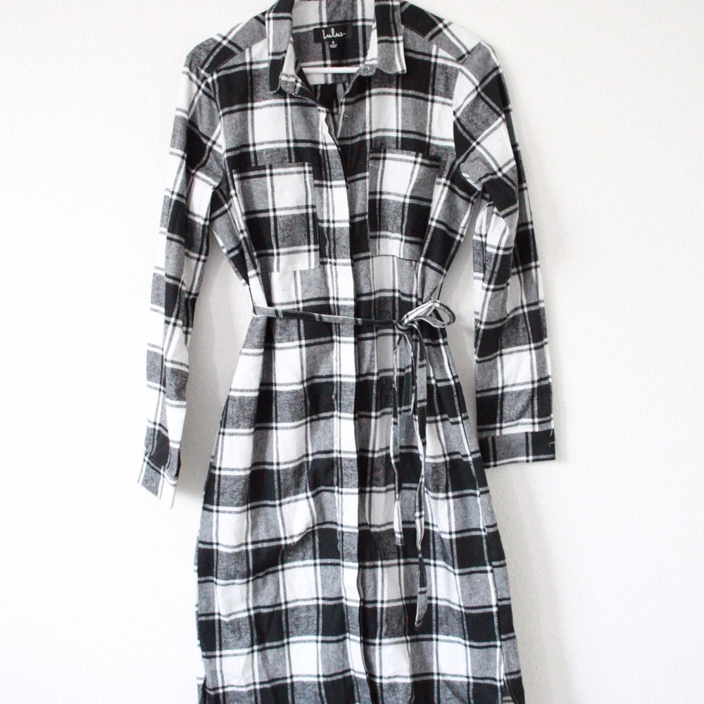 Sequoia Park B/W plaid flannel shirt dress - Picture 6 of 8